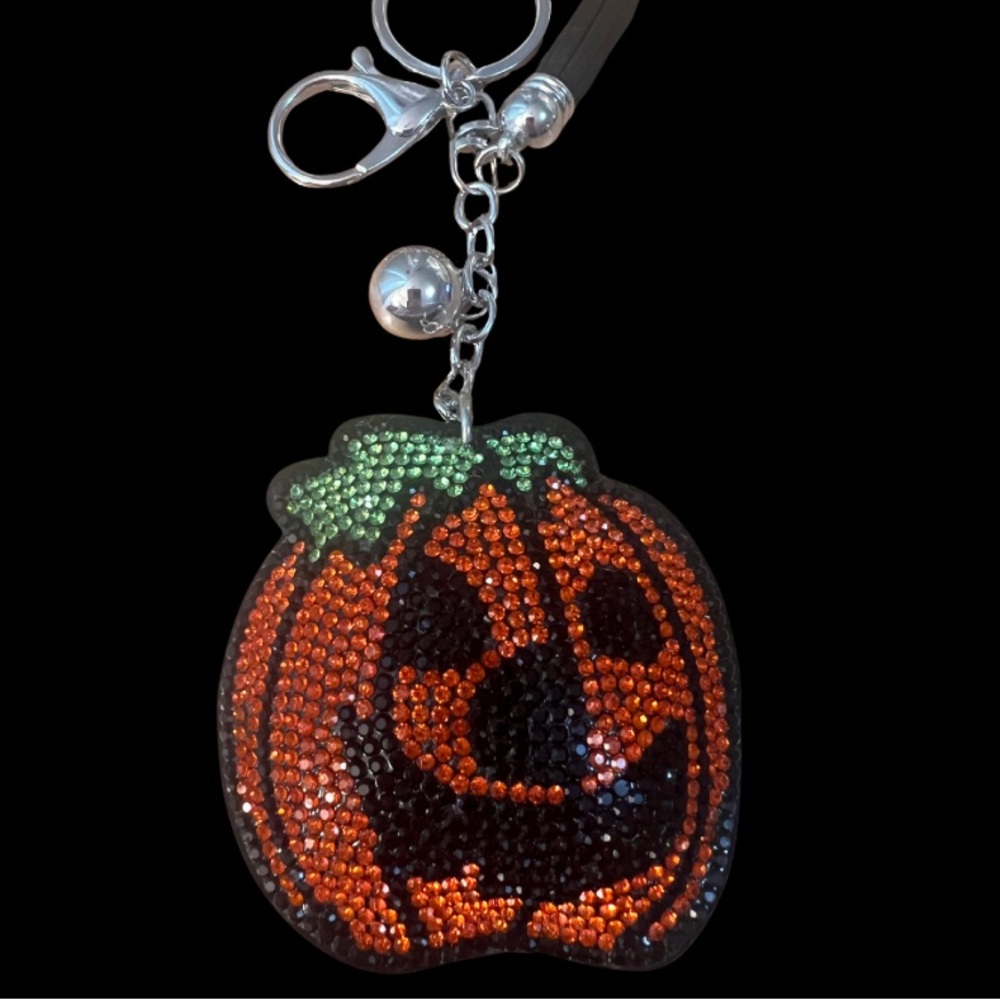 Pumpkin Rhinestone Key Holder/Bag Charm